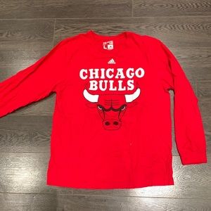 Adidas Chicago Bulls NBA Basketball Long Sleeve Red Tee